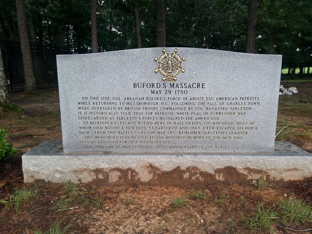1200pxWaxhaw_Massacre,_Buford_Massacre,_Battle_of_the_Waxhaw10 South